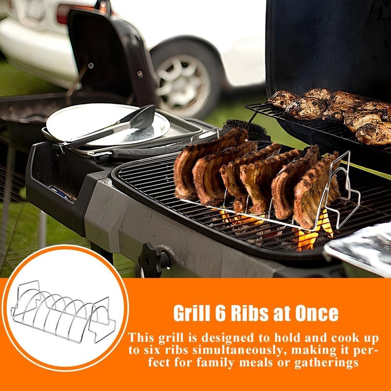 Dallden Turkey Roasting Rack Rib Rack for Smoker grill Stainless Steel Dual-Purpose , Accessory for Large Big Green Egg, Kamado Joe, Pit Boss & More - Holds 6 Ribs or Whole Turkey for Smoking and Roasting - Image 3